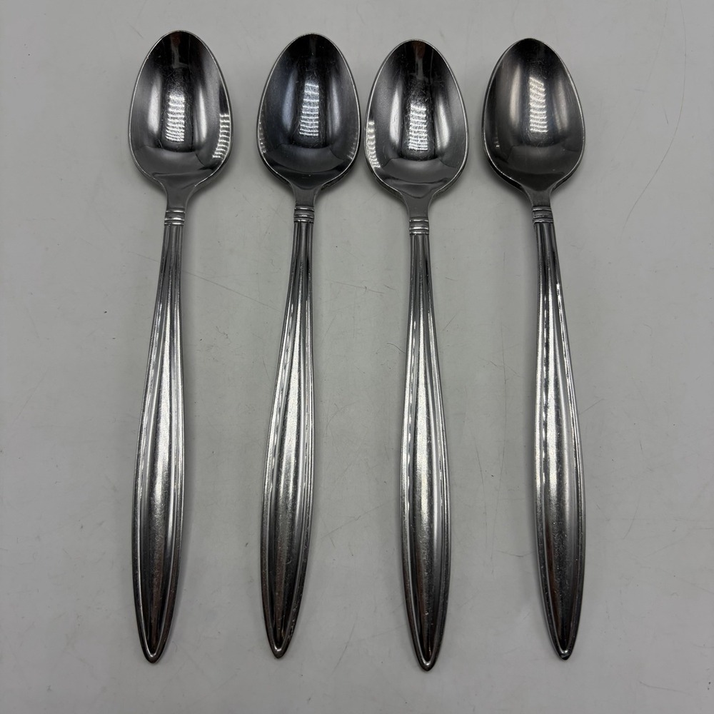 Reed & Barton Select Celebration 4 Iced Tea Spoons Stainless China 7" Long